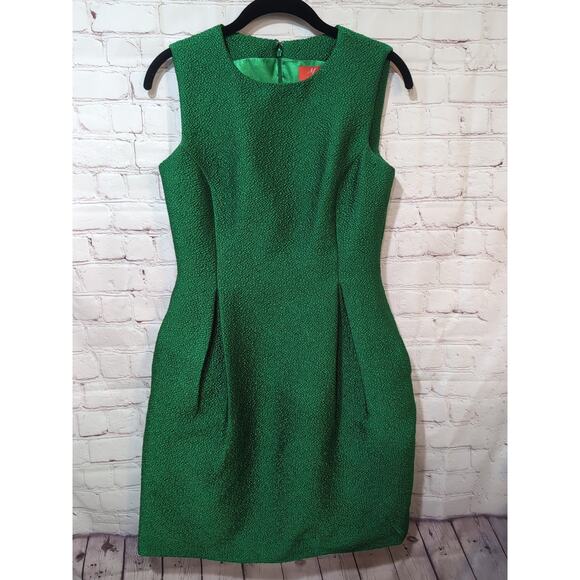 Monique Lhuillier ML Women’s Green Textured Sleeveless Sheath Dress Size 2 READ - Picture 1 of 14